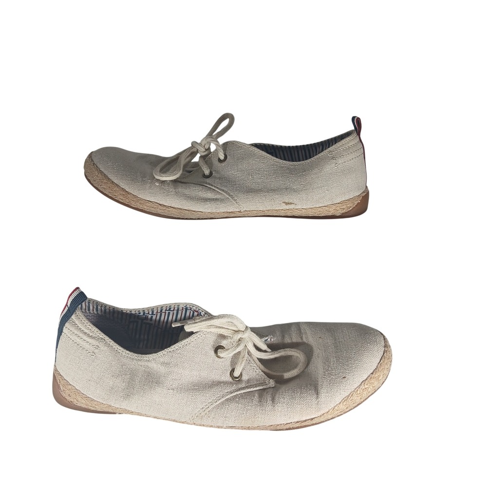 Ben Sherman Mens Canvas Espadrille Sneakers Beige Lace Up Shoes Size 10‎ UK 9
